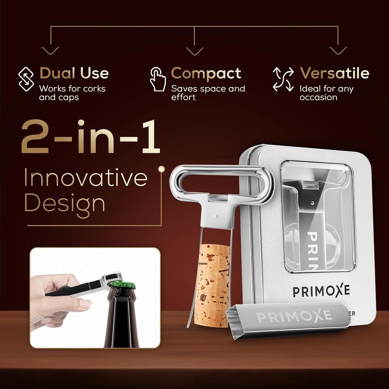 PRIMOXE Christmas Stocking Stuffers for Men Ah So Two Prong Wine Opener & Bottle Opener Professional Stainless Steel Corkscrew Wine Bottle Opener Champagne & Travel Cork Puller Gift - Image 5